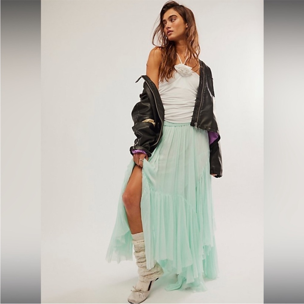 Free People One Clover skirt by Free People aqua teal in size Medium NWOT - Picture 2 of 10